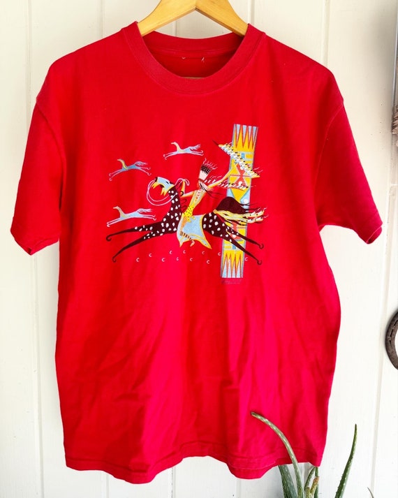 Vintage Polar Graphics Alabama-Coushatta Tribe of Texas Collectable T Shirt. Native American on Horse.