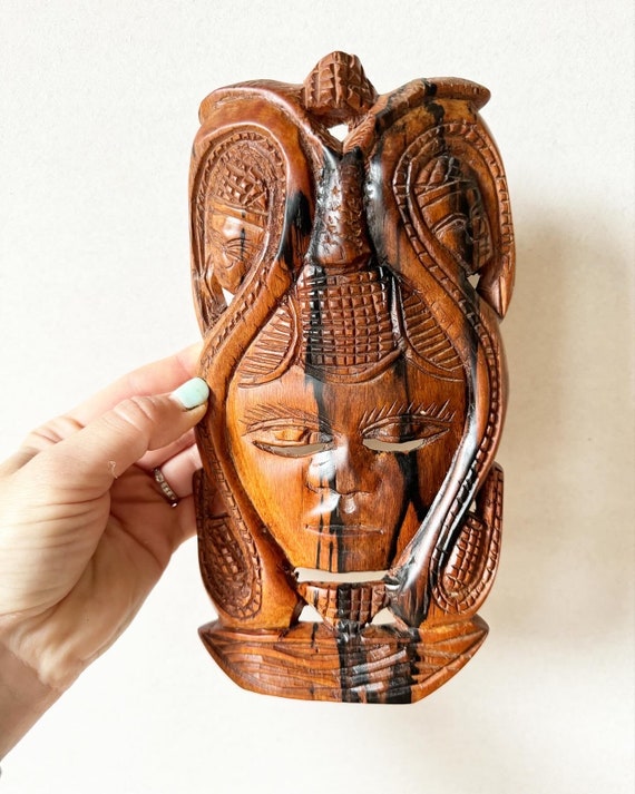 Vintage Hand Carved Wood Mask. African Wood Mask.