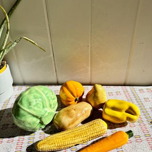 Vintage 7 Piece Ceramic Glossy Faux Vegetables