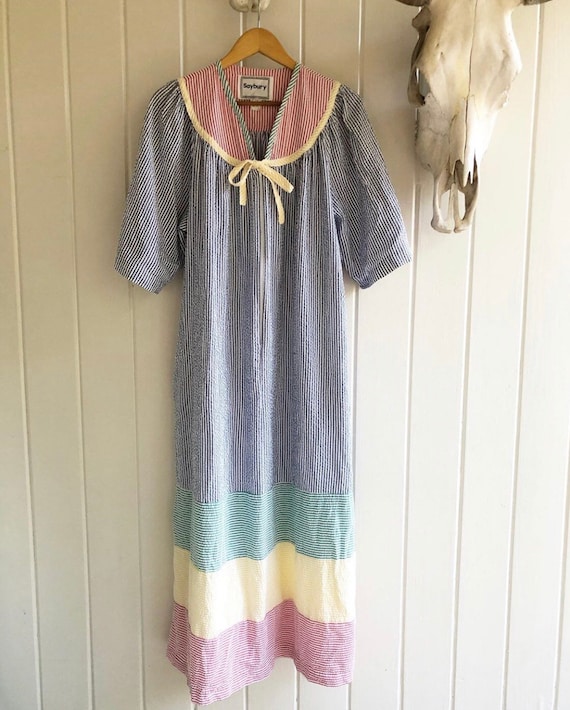 Vintage Saybury Seersucker Robe/Night Gown/Lounge