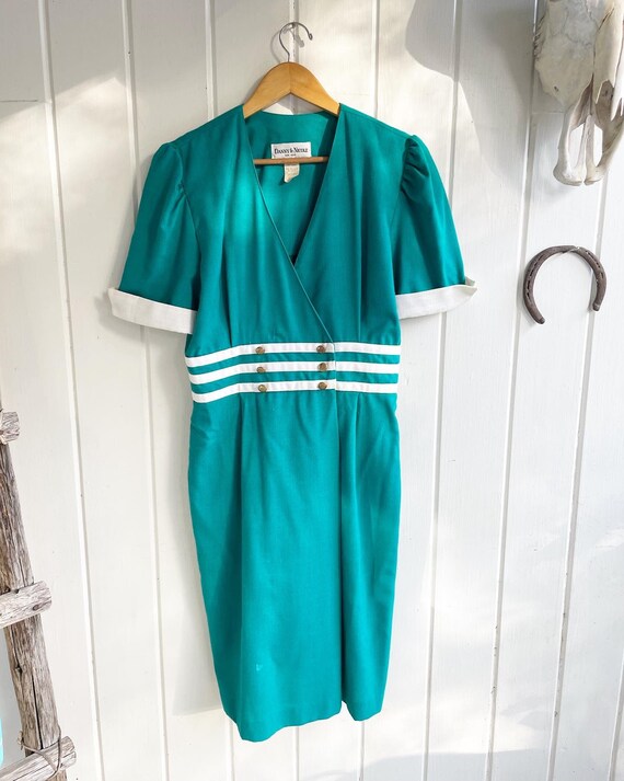 Vintage Danny & Nicole Short Sleeve Turquoise and… - image 3