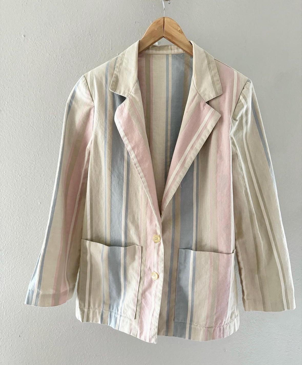 【ladies】pastel color stripe jacket Pastel Stripe Blazer - Etsy