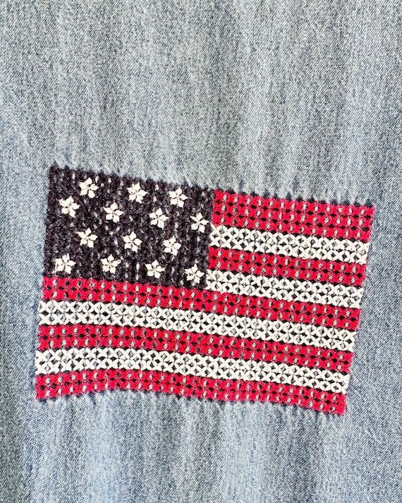 Vintage Agapo Denim American Flag Embroidered Dre… - image 6
