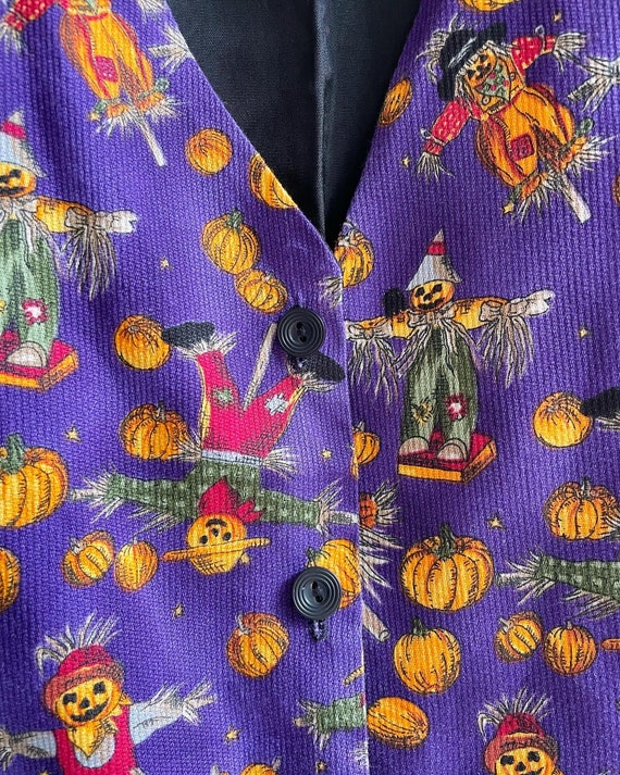 Vintage Purple Halloween Scarecrow Pumpkin Fall V… - image 3