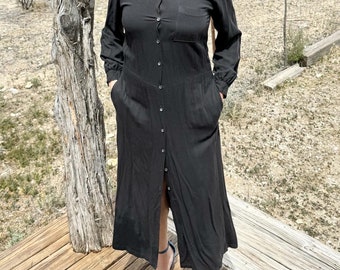 Vintage CP shades San Francisco Small Rayon Black Dress.