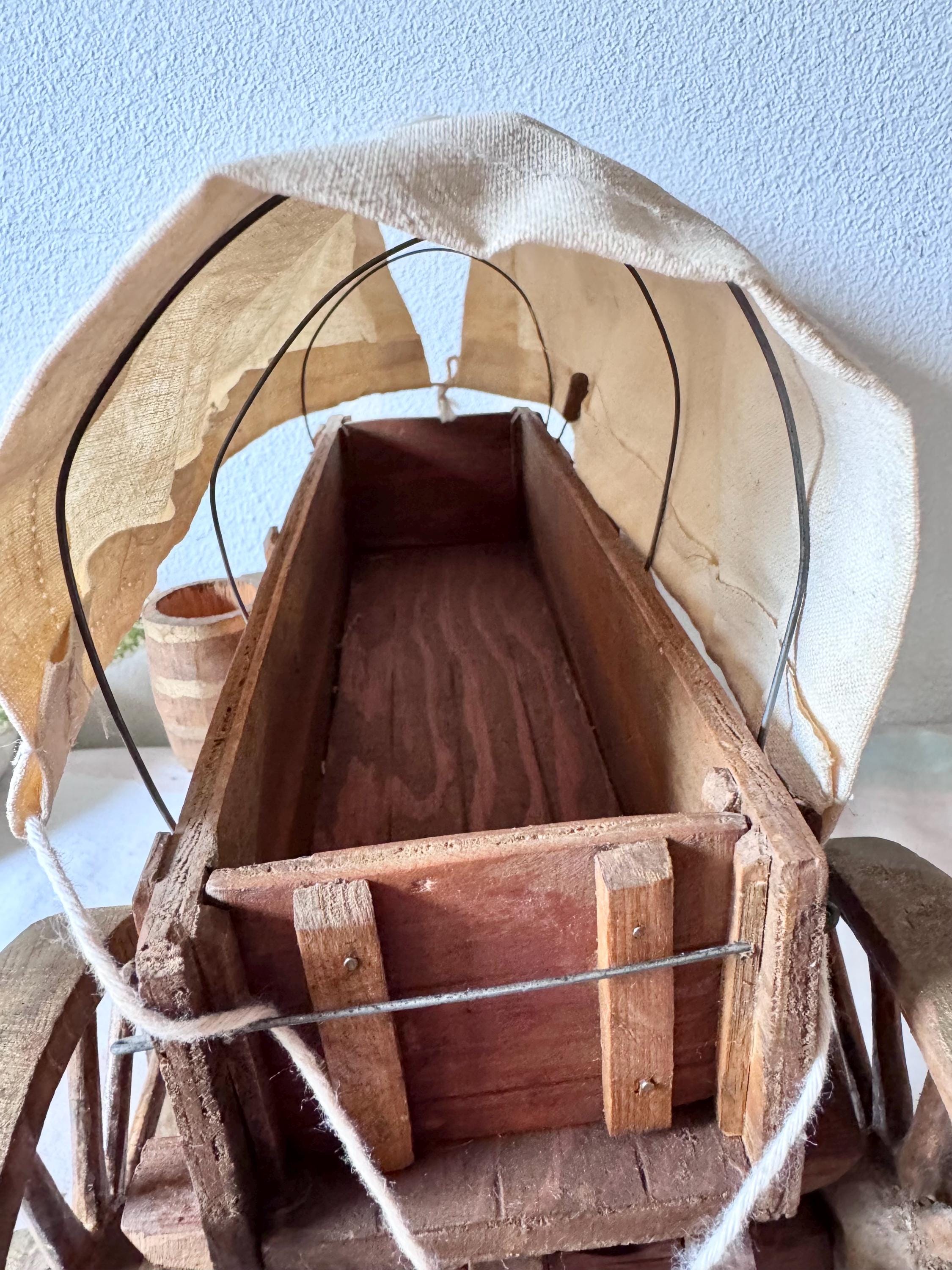 Vintage 16” Wooden Covered Wagon Lamp Conestoga Wagon Light Western ...