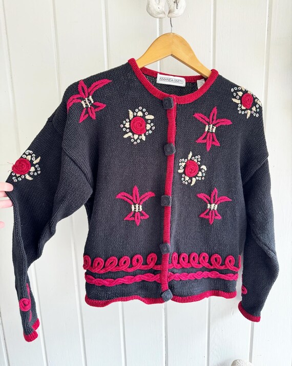 Vintage Amanda Smith Snap Button Embroidered Bead… - image 2