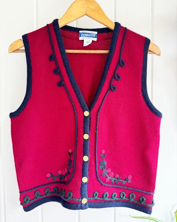 Vintage Pendleton Knitted Burgundy VIRGIN WOOL Swe