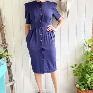 Vintage Ms Chaus Purple/blue Button Down Dress With Pockets! Vintage  Business Dress. - Etsy