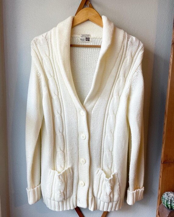 Vintage 1970'S Sears Kings Road acrylic knit cardigan, size L, men's Oron Acrylic red type Vintage Second Hand