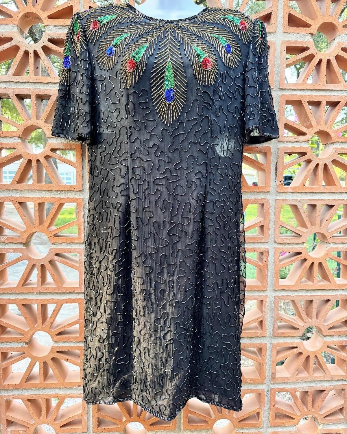 jmd new york beaded dress Vintage NY Blue Silk Sequin Cocktail XL Color:Mint Multi length silhouette Ingrid & Isabel Poplin medieval revival
