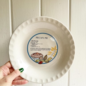 Vintage Ceramic Pecan Pie Plate With Recipe. Baker Gift. Pie Lover.