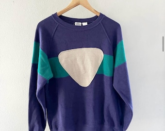 Vintage Bruce Jenner Sport Sweatshirt. Retro Jenner Sport Purple Teal and Beige Pullover Sweatshirt.