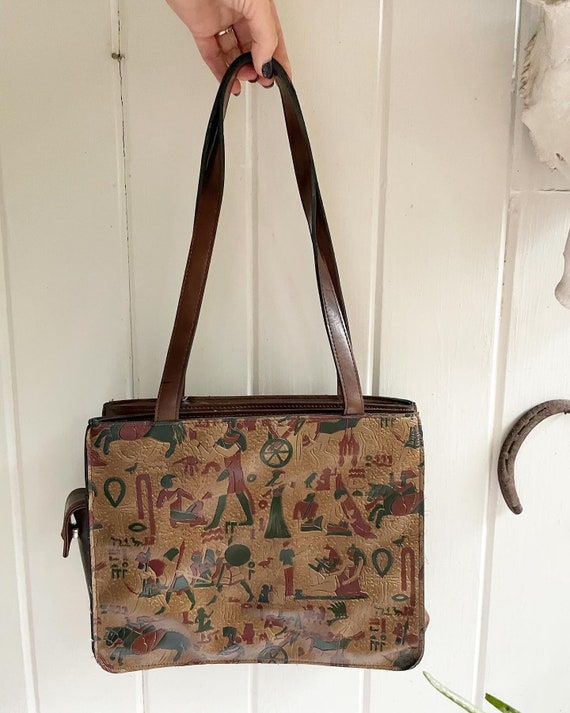 Vintage Egyptian Brown Green and Martin Tote Bag S