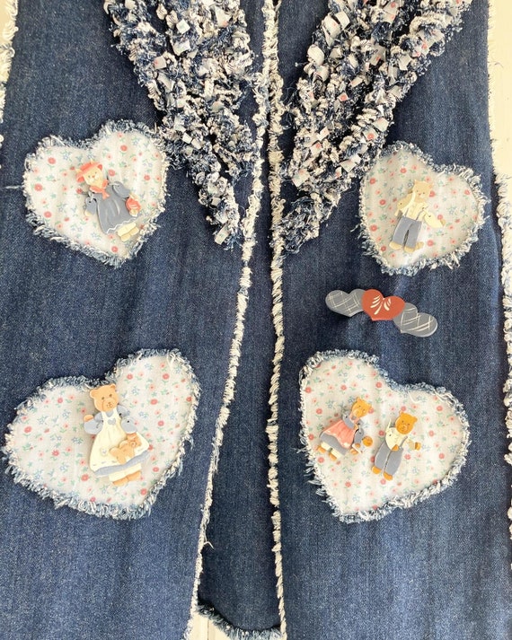 Vintage String A Long Jean Heart Vest with Detach… - image 3