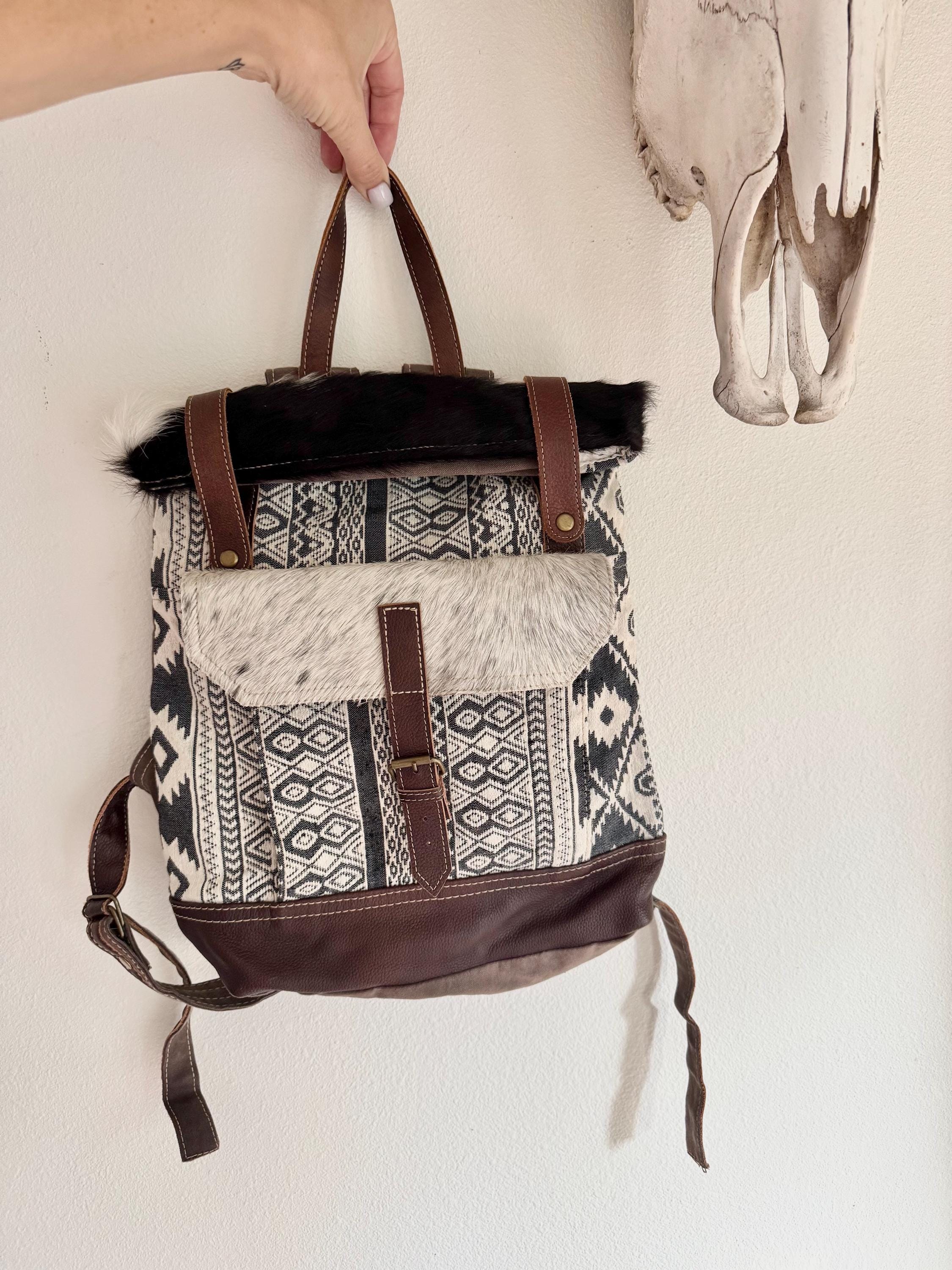 Myra Bags Backpack Purse Southwest Pattern Cowhide Trim  display picture 1