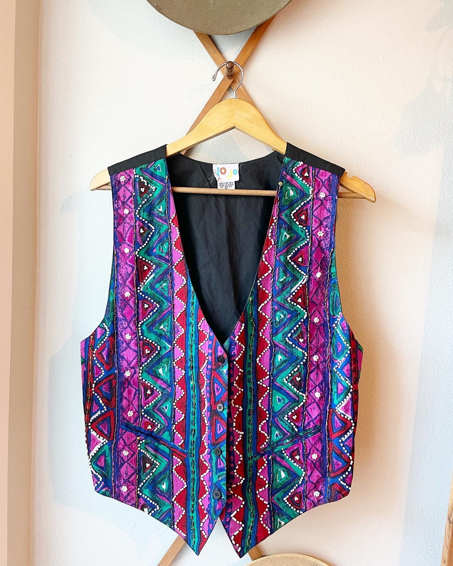 Retro 1980s Jo Jo Beaded Geometric Vest. Brightly Colored, Busy, Adorned With Beads. Made in India. Bohemian Vest. - Etsy Retro 1980s Jo Jo Beaded Geometric Vest. Brightly Colored, Busy, Adorned With Beads. Made in India. Bohemian Vest. - Etsy