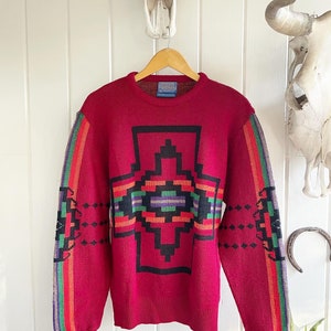 Charcoal Burgundy Aztec Wool Sweater – Western Edge, Ltd.