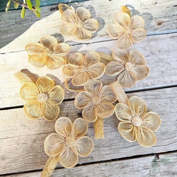 Vintage Boho Beige Woven Flower Napkin Holders.