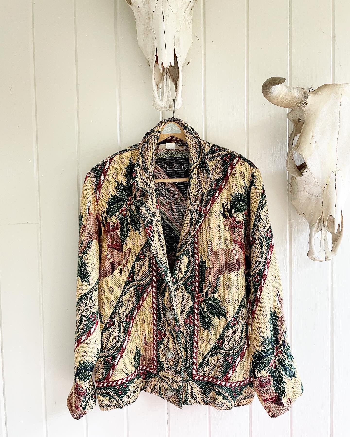 Engineered Garments Knit Bohemian Tapestry Gray Blazer Jacket Small USA