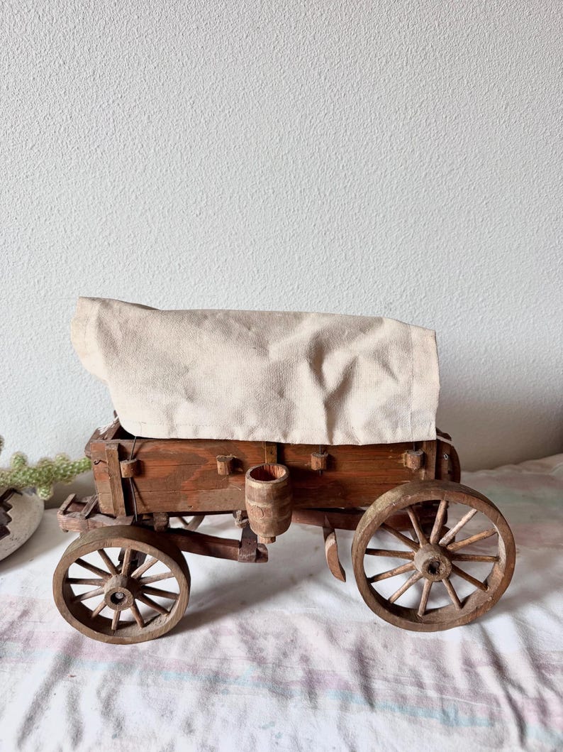 Vintage 16” Wooden Covered Wagon Lamp Conestoga Wagon Light Western ...