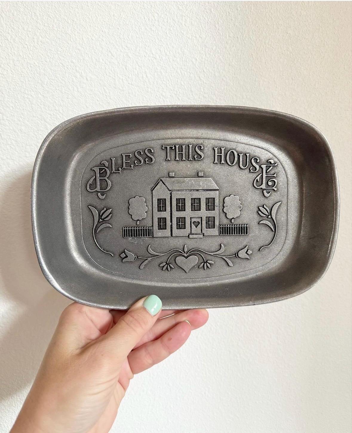 Heavy Vintage Wilton Mount Joy PA USA Plate/ Tray Pewter “bless