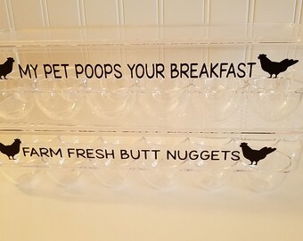 Novelty Egg Holder-Holds one dozen, Laid in the USA, Farm Fresh Butt Nuggets My Pet Poops Breakfast