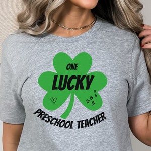 St Patrick&#39;s Day Preschool Teacher T Shirt Preschool Teacher Saint Paddy&#39;s Day Tee St Paddy&#39;s Day Shamrock Teacher Shirt