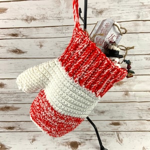 Handmade Jumbo Crochet Mitten Stocking, Crochet Christmas Stocking, Holiday Stocking, Farmhouse Stocking, Christmas Gifts