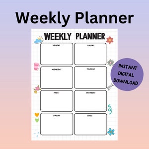 Weekly Planner, Printable Daily Planner, Digital Daily Planner, To Do List, Printable Download, Instant Download