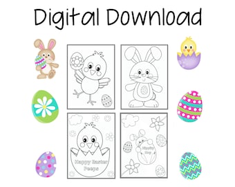 4 Printable Easter Coloring Pages, Coloring Pages, Printable Coloring Pages, Easter Bunny Crafts, Easter Activity