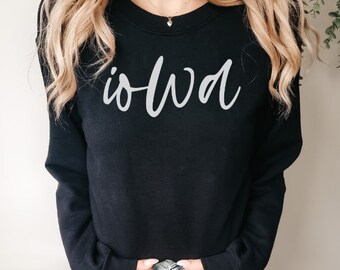 IOWA Sweatshirt, Iowa Fan Crewneck Sweatshirt, Simple Iowa Sweatshirt, Iowa Gift, College Student gift, Minimalist Iowa Sweater, Iowa