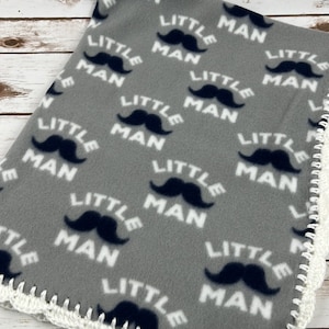 Crochet Edge Fleece Baby Blanket, Baby Shower Gift, Stroller Blanket, Receiving Blanket, Baby Gift Basket Idea, Baby Boy Gift