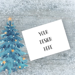 Christmas Card Mockup, 5x7 Card Mockup, Greeting Card Mockup, Christmas Card Mockup, Xmas Greeting Card Mockup, Horizontal Digital Mockup