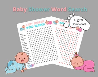 Baby Shower Word Search Game, Baby Word Find Printable Game