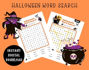 Halloween Woordzoekspel, Halloween Woord Vind afdrukbaar spel, Halloween Party Game, Leuk Halloween Party Game, Woordspel