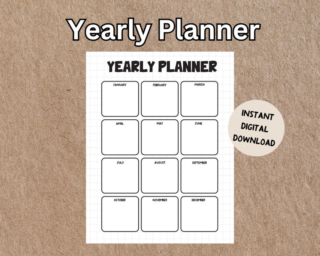 Year at a Glance Planner, Yearly Overview Printable, Minimalist Yearly ...