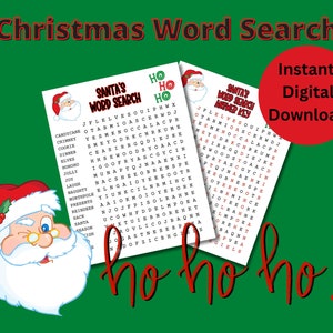 Christmas Word Search Game, Xmas Word Find Printable Game, Holiday Party Game, Fun Christmas Party Game, Santa Word Game