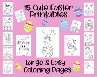 15 Printable Easter Coloring Pages, Printable Coloring Pages, Easter Bunny Crafts, Easter Activity, Kids Easter Coloring, Easter Coloring
