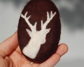 Felted Soap Brown Soap with White Deer (Sandalwood Scent)