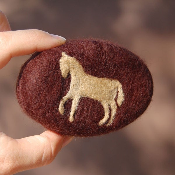 MADE TO ORDER Felted Soap Brown Soap with Horse (Sandalwood)