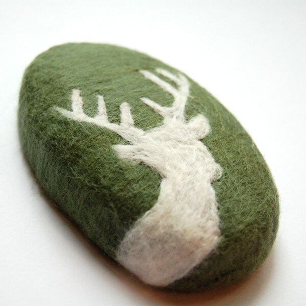 Felted Soap with White Deer
