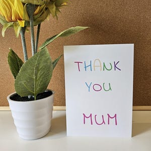 Dankeskarte für Mum, Mama, Mutter, Moeder, Mère, Mother, Mâe, Madre: Rosa Buchstaben