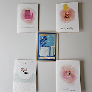 Set de 5 tarjetas de felicitación para cada ocasión: económico y encantador