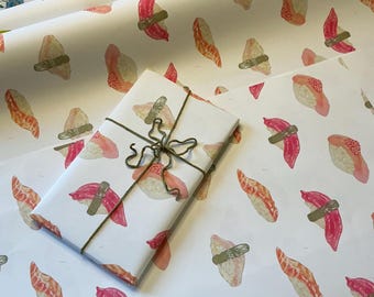 Sushi Gift Wrap: Hand-Painted Nigiri Watercolor Paper