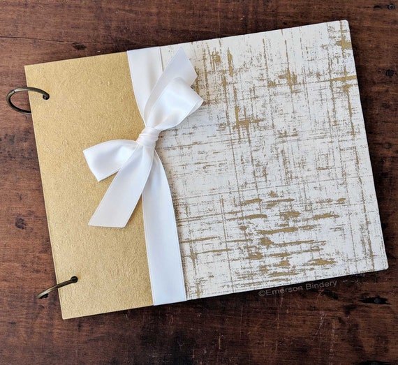 Wedding Guest Book Guest Book With Removable Pages Personalized Guest Book Birthday Guest Book Gold And Ivory Brushstroke - 