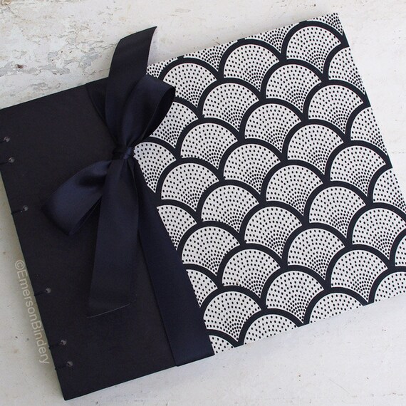 Items similar to Wedding Guest Book, Black Pages Guest Book, Art Deco