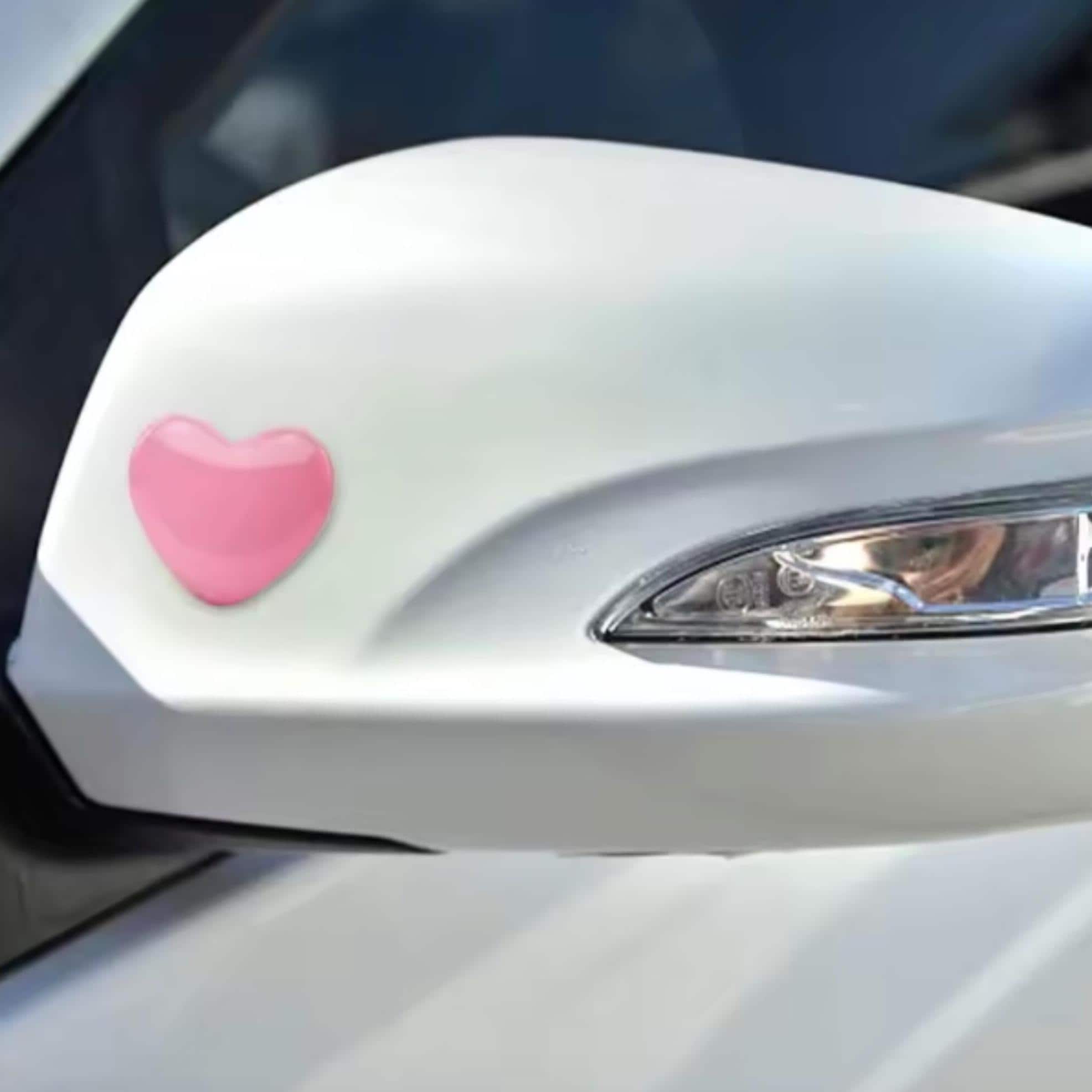 Cute Kawaii Metal Pink Black Heart Exterior Car Sticker Charm Decor Accessory JDM Gift for Her