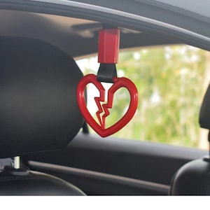Cute Kawaii Tsurikawa Car Accessories Decor Heart Charm JDM Drift Handle Anime Aesthetic broken Heart Ring