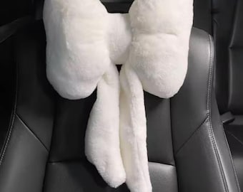 Plüsch-Schleifen-Auto-Kopfstützenkissen – Kawaii-Autoaccessoire